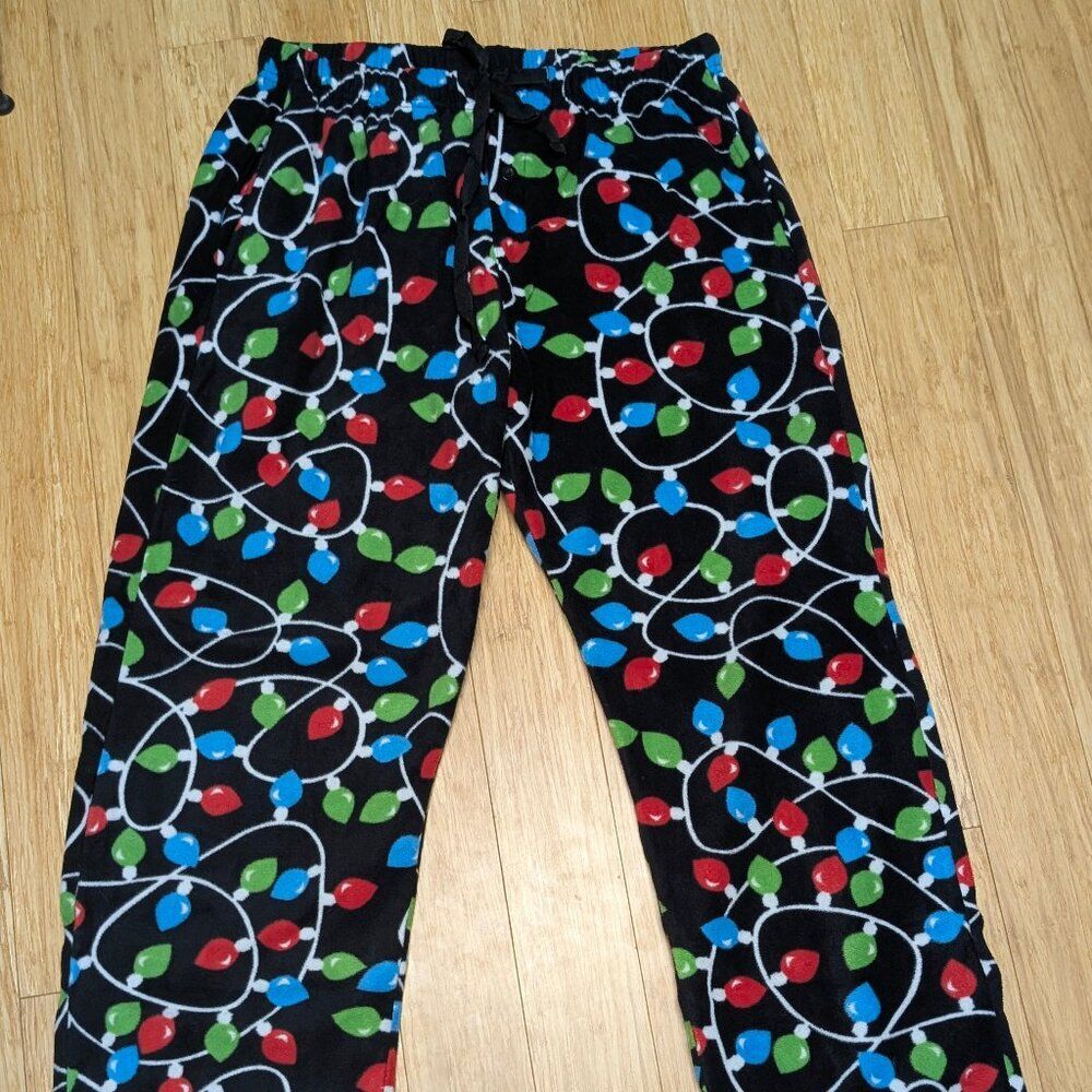 #followme Colorful Christmas Lights Men's Pajama Pants Size 2X - Picture 2 of 7